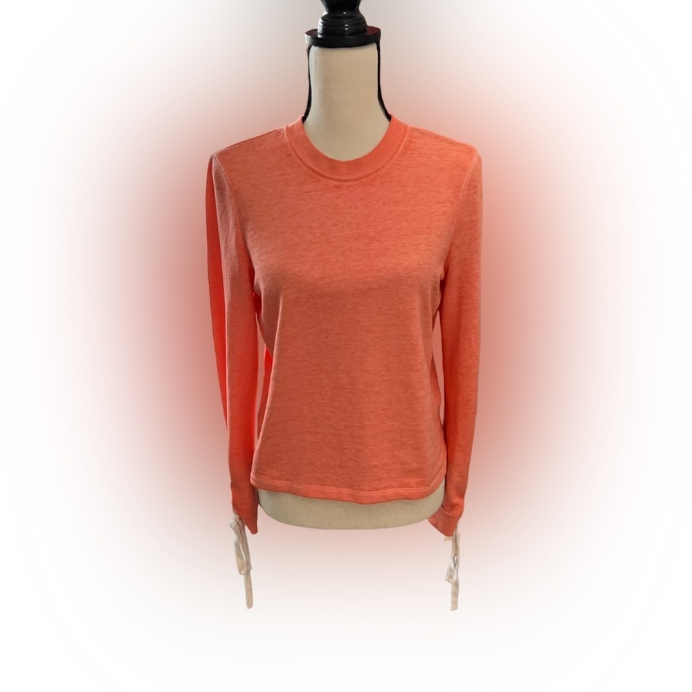 Alternative Apparel‎ - Coral Lace Up Tie Sleeve Crewneck Sweatshirt